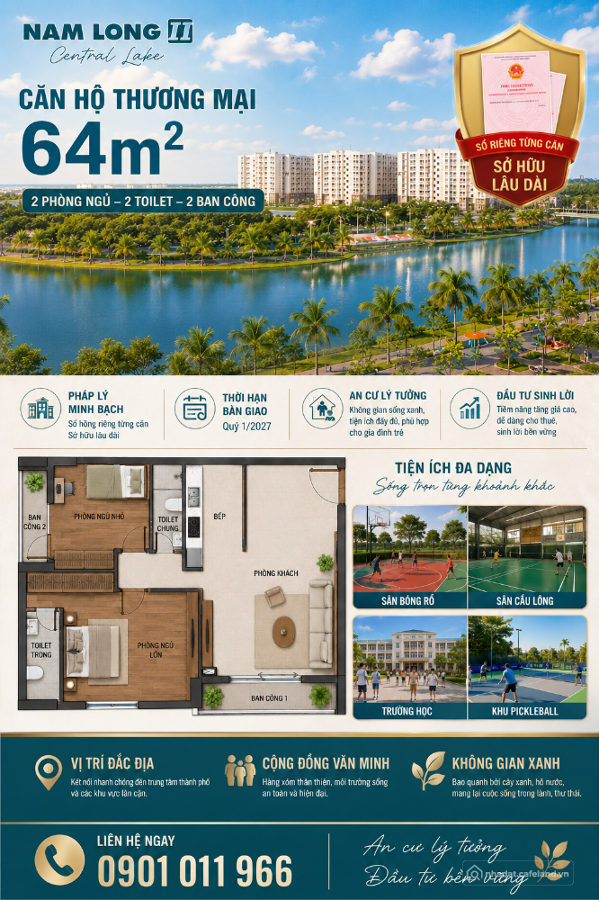 Sở hữu căn hộ Nam Long 2 Cần Thơ giá chỉ từ 1,750 tỷ