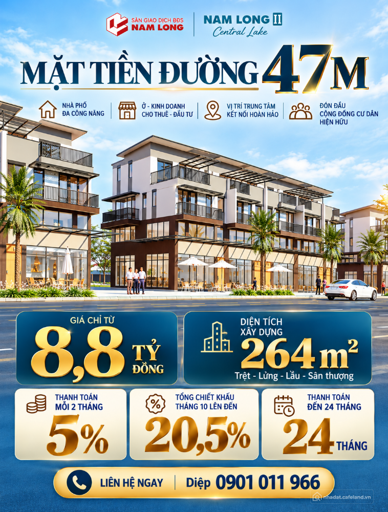 Nhà phố mặt tiền 47m – Nhận nhà T12/2026, thanh toán đến T10/2028