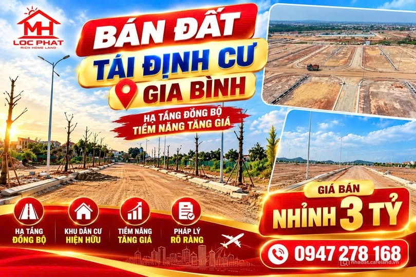 VỊ TRÍ ĐẸP – ĐẤT TÁI ĐỊNH CƯ TRUNG TÂM P GIA BÌNH, TP BẮC NINH!