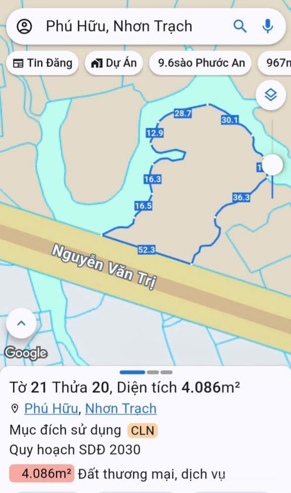 chính chủ bán 4086 m2 mặt tiền 52m đất dịch vụ, đại phước, nhơn trạch