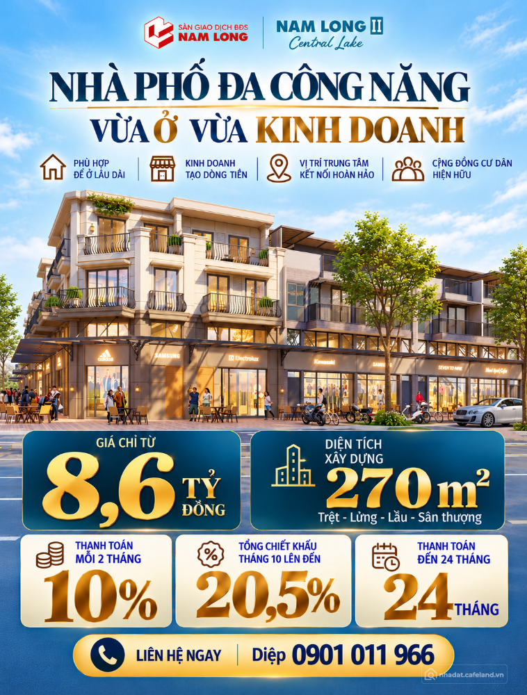Nhà phố Nam Long II từ 8,6 tỷ – Cuối 2026 nhận nhà, khai thác dòng tiền