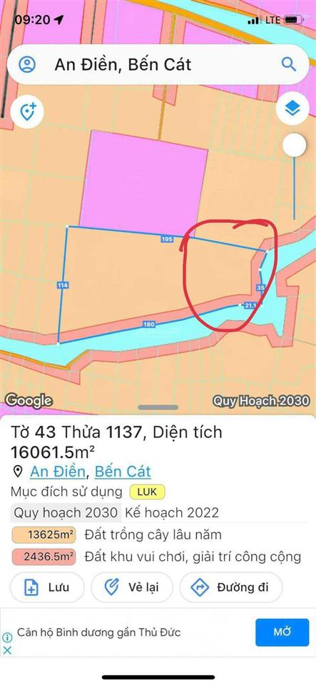 Cần bán 6.000m2 đất mặt tiền sông an điền, bến cát, giá tốt