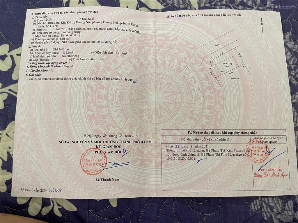 Bán biệt thự an vượng villa c01 56, mặt sau hồ công viên, sổ đỏ sẵn. giá bán 36 tỷ. 0914 102 ***