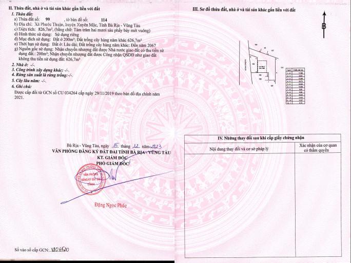 Giá tốt đầu tư bán đất ven biển hồ tràm, mặt tiền đường nhựa oda. dt 826m2 (sẵn 200m2 thổ cư)
