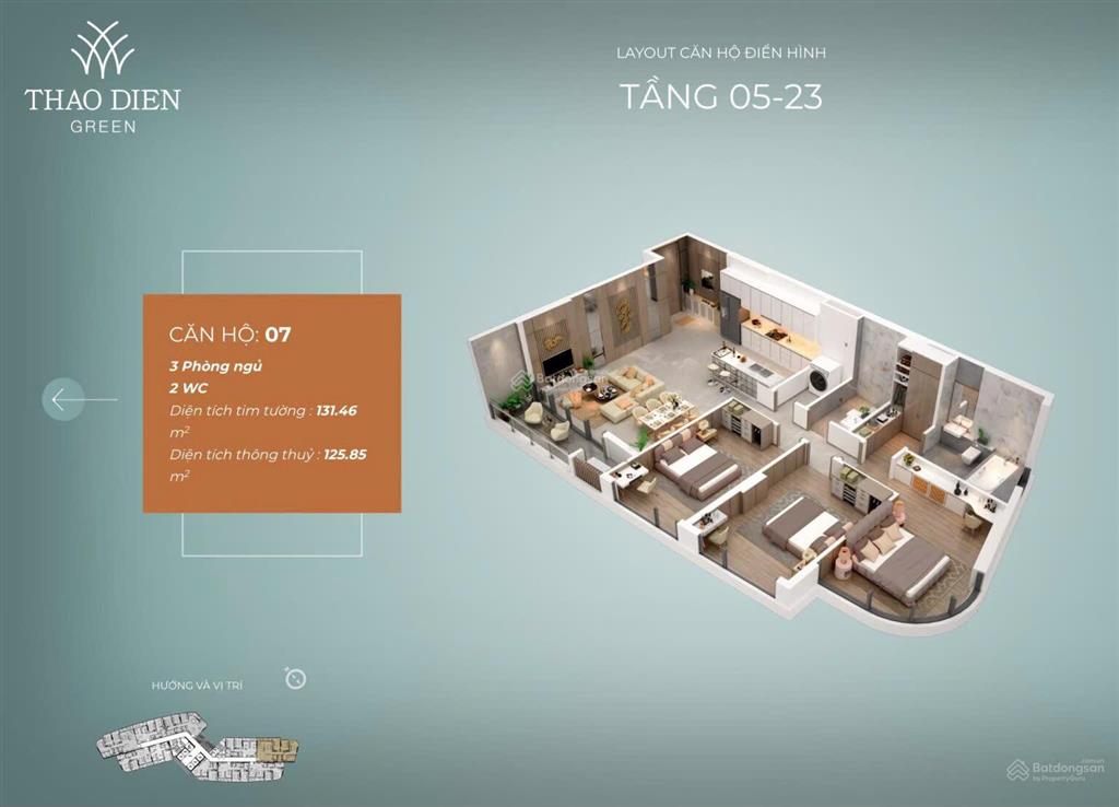 3pn 131m² thảo điền green view sông 3 mặt hiếm có, giá 28.5 tỷ. 0931 356 ***