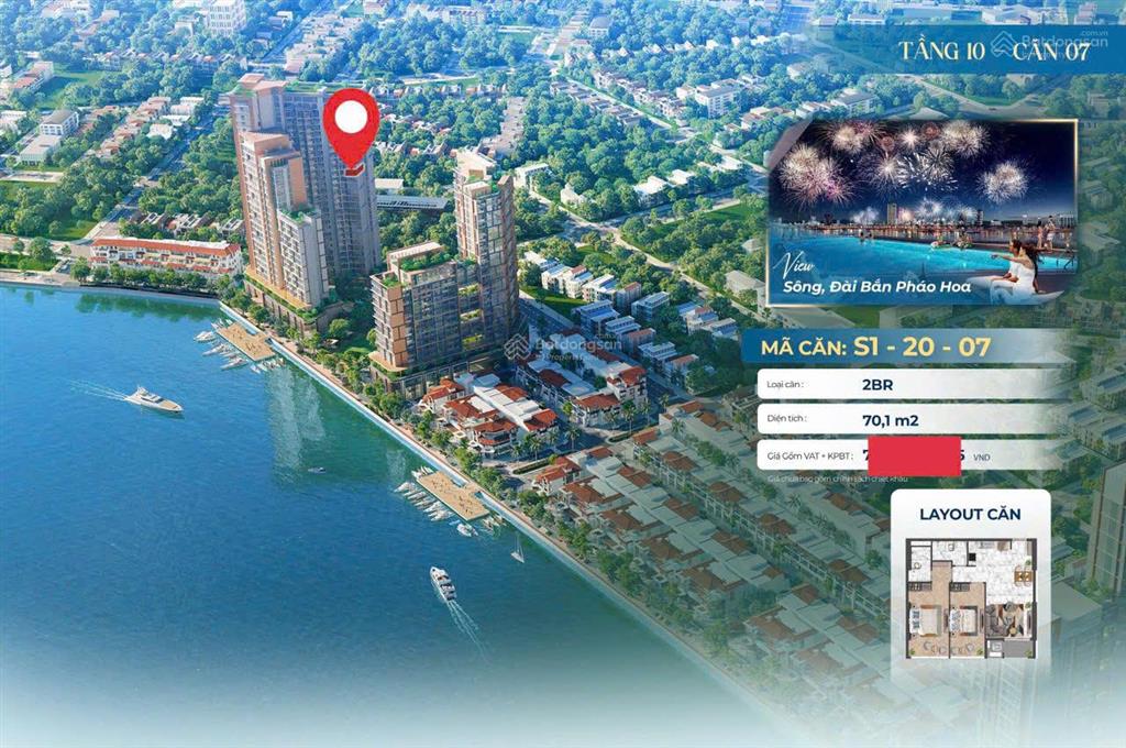 Duy nhất ! một căn 2br duy nhất,đẹp nhất view sông hàn , pháo hoa diff dự án sun symphony giá tốt .