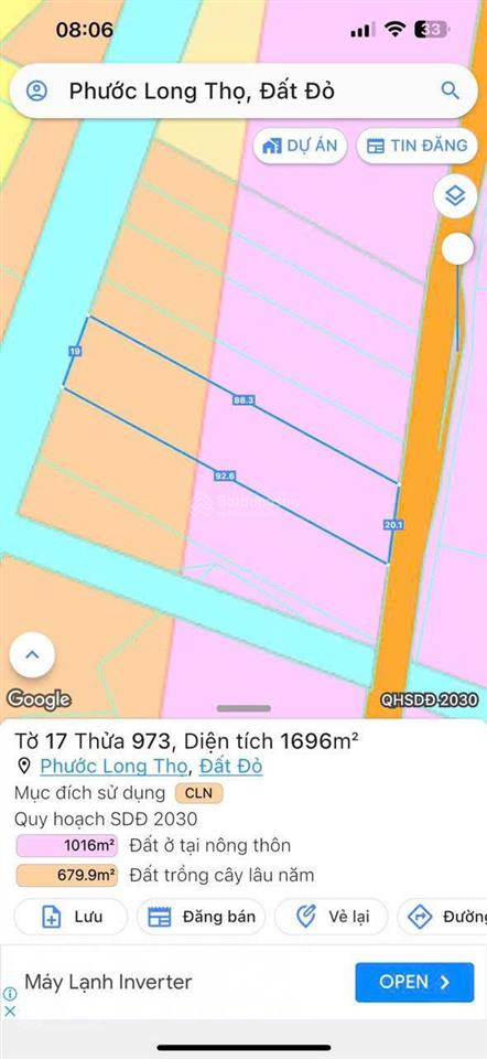 1696m2 đất mặt tiền phạm hùng ngay cổng kcn đất đỏ, bà rịa vũng tàu, sổ riêng giá chỉ 2,8 tỷ