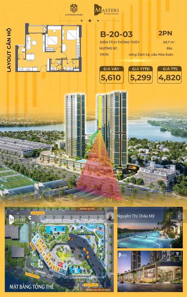 Căn hộ 3br căn góc tầng 12a view pháo hoa căn hộ hàng hiệu masteri đà nẵng ms châu mỹ