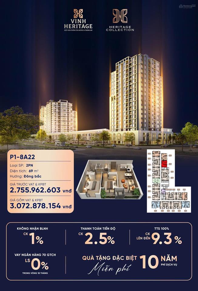 Bán căn hộ 2pn view đông nam mát mẻ đường lê mai kéo dài dự án vinh heritage