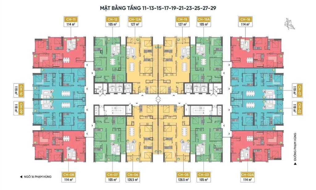 Chuyển nhượng căn 127m2 dự án capital elite 18 phạm hùng. giá tốt thị trường 13.3tỷ (bao phí)