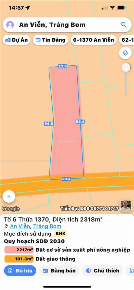 Chính chủ cần bán 2300m² đất skc (kho xưởng), an viễn, trảng bom, đồng nai, giá 14.5 tỷ