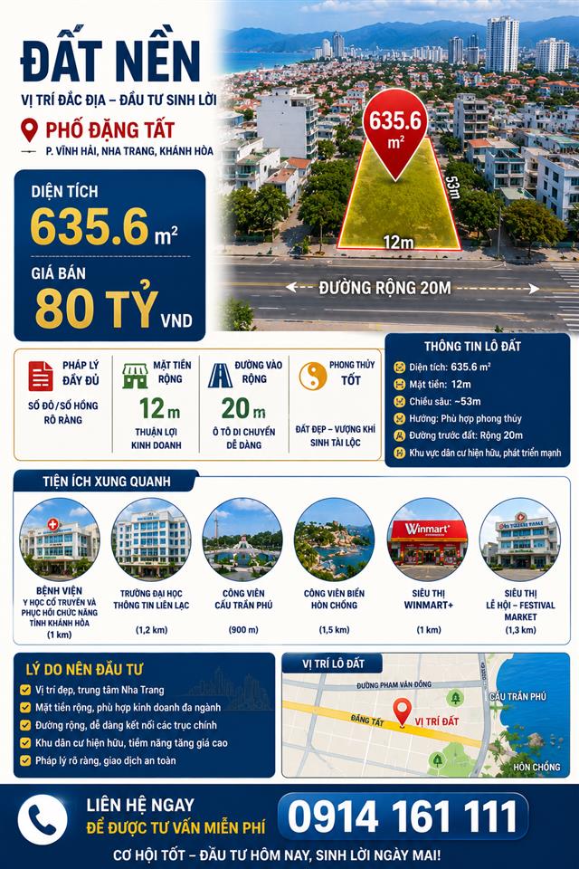 Land for sale, 635 m², Vĩnh Phước