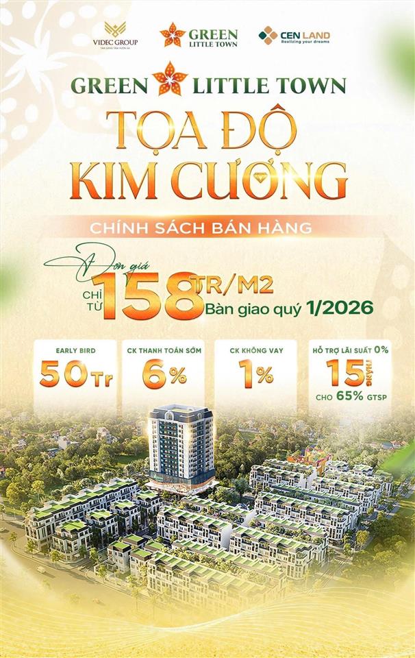 Trực tiếp cđt, hàng ngoại giao tại green little town cổ bi, ck 7%, hỗ trợ 65% lãi 0% tới 18 tháng