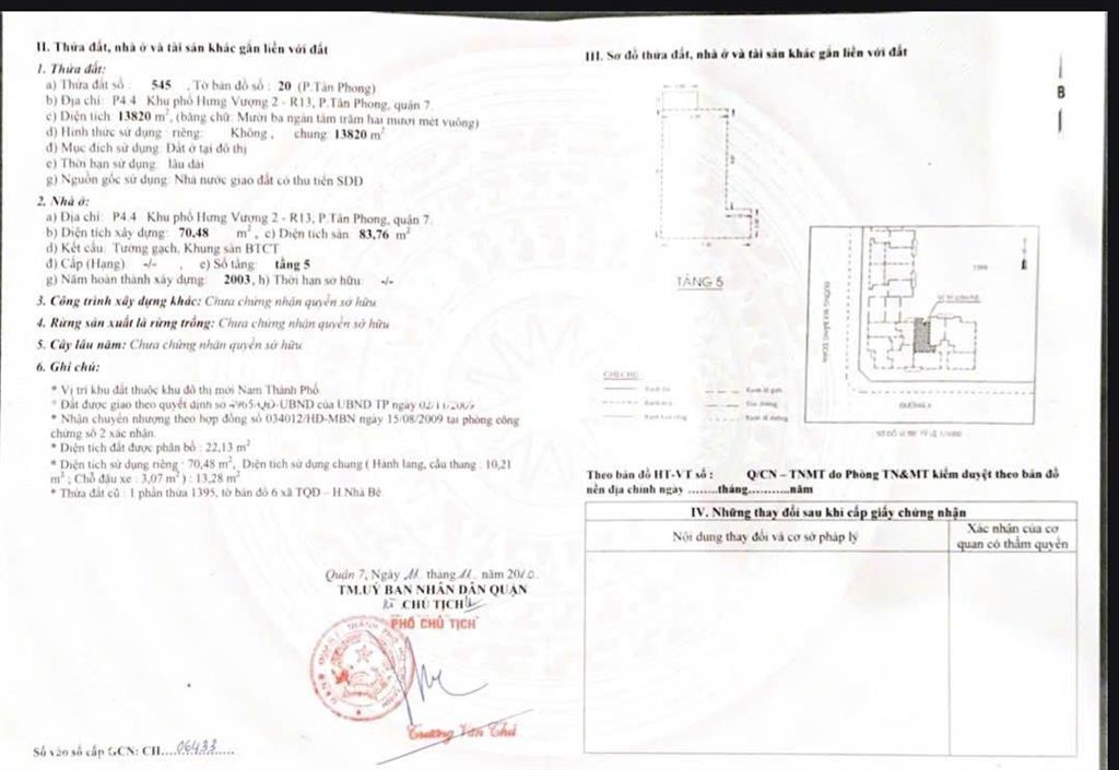 Chính chủ cần bán căn hộ khu hưng vượng 2, phú mỹ hưng, q7. dt 71m, giá 4,8 tỷ