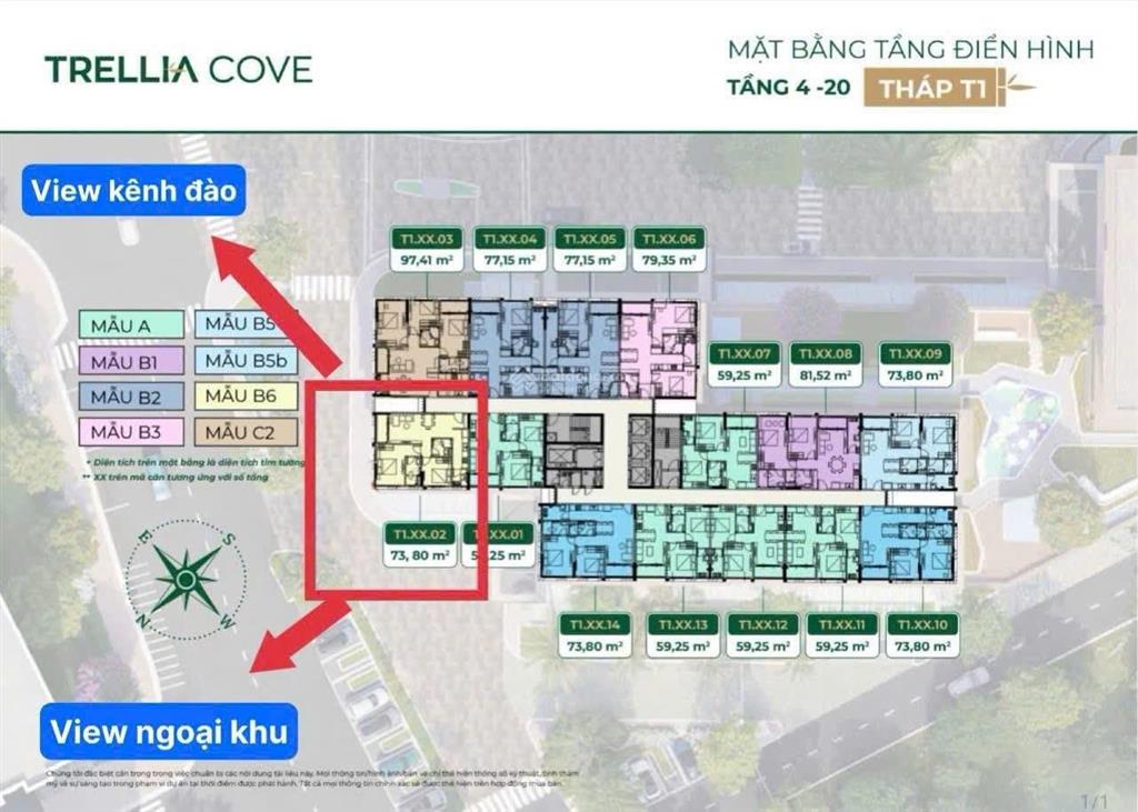 Căn góc 2pn trellia cove 2 view, giá hợp lý để đầu tư, miễn pql 2 năm, thanh toán chỉ 10% kí hđmb