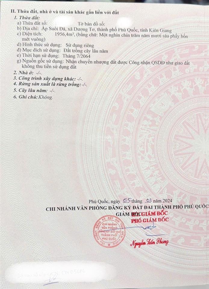 Đất cln suối đá, dương tơ, phú quốc