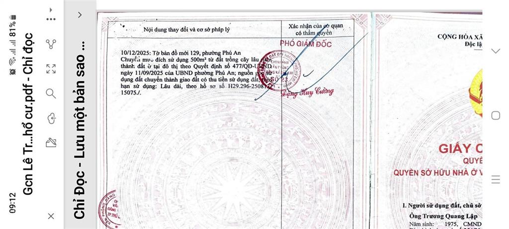 Bán đất 932.6m2 thổ cư 500m2 tại 193 lê chí dân, phường hiệp an, thủ dầu một, tp. hcm. giá 19.9 tỷ