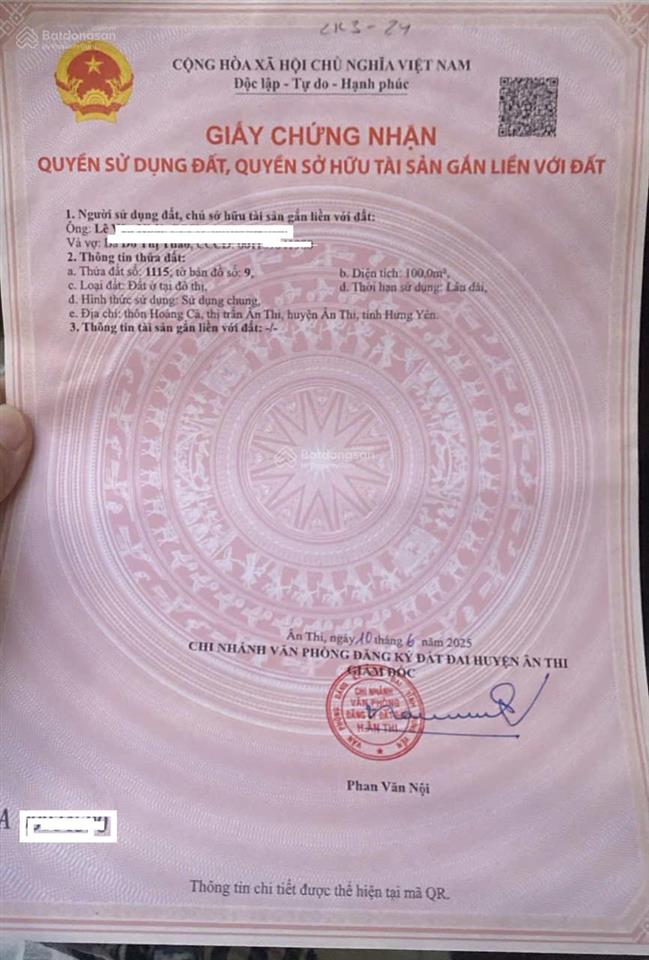 Chính chủ bán lô đất giãn dân thổ hoàng, ân thi, hưng yên. giá tốt thị trường