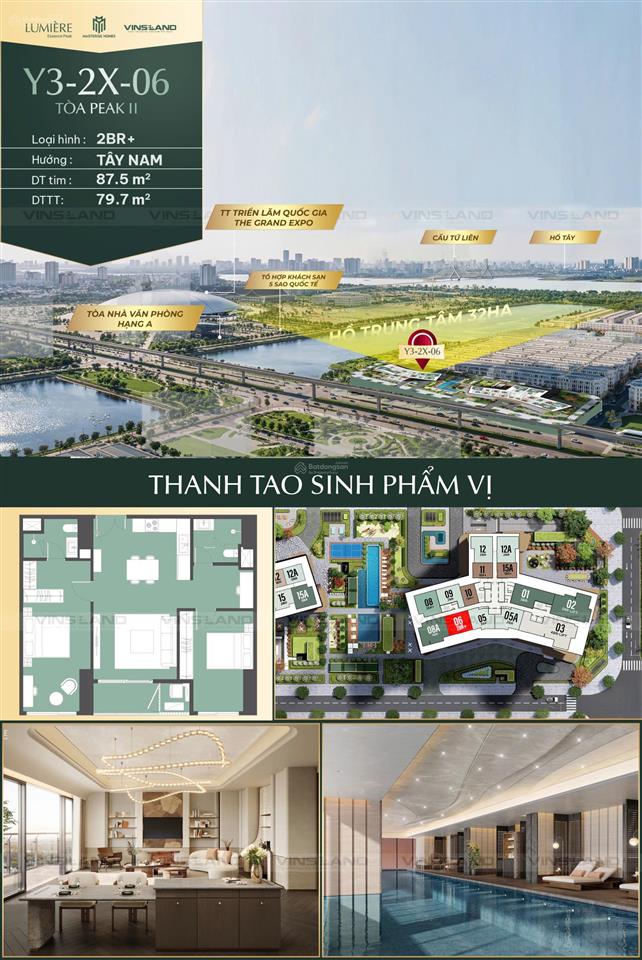 Hoa hậu 2n + 1 tòa peak 2 trục 06 dt 87m2 view thẳng hồ thiên nga, giá gốc ko chênh tầng siêu đẹp