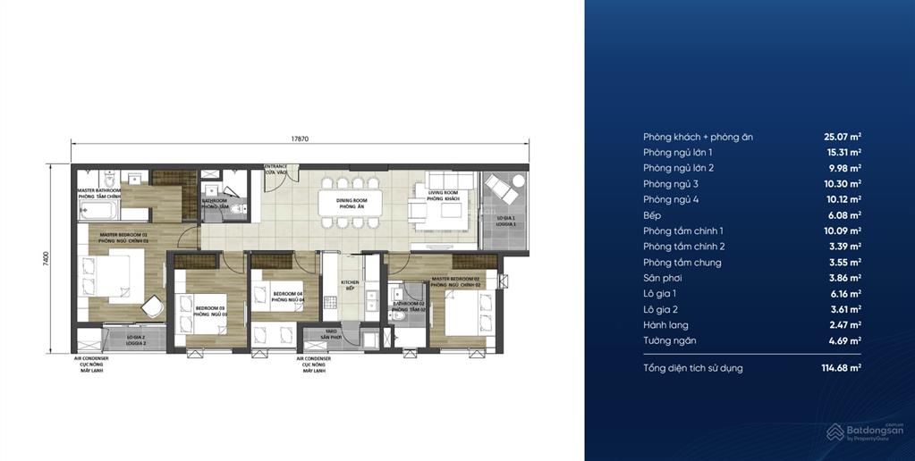 Dhomme giá mua căn hộ 4 phòng ngủ, tháng 1/2026