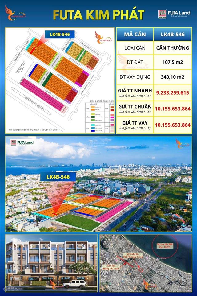Nhà phố 4 tầng futa kim phát, cách biển 700m. giá sau ck chỉ 9,834 tỷ