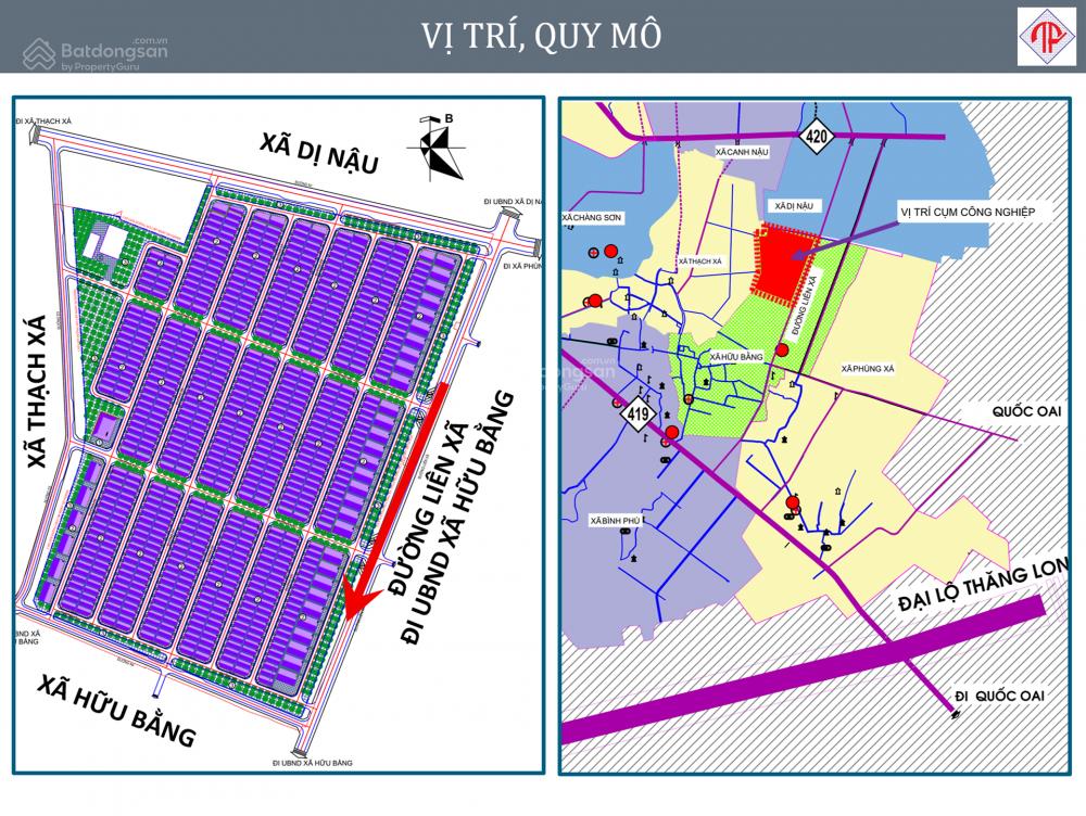 Bán đất cụm cn hữu bằng thạch thất, dt 1000m2. ký trực tiếp cđt, 0962 147 ***
