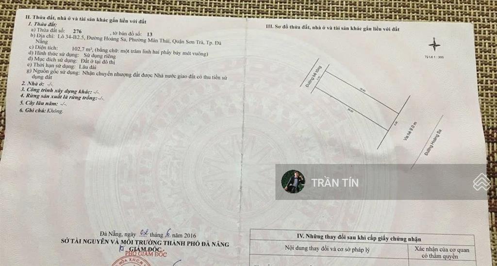 Cặp đất mặt tiền đường hoàng sa, đối diện bãi tắm mân thái