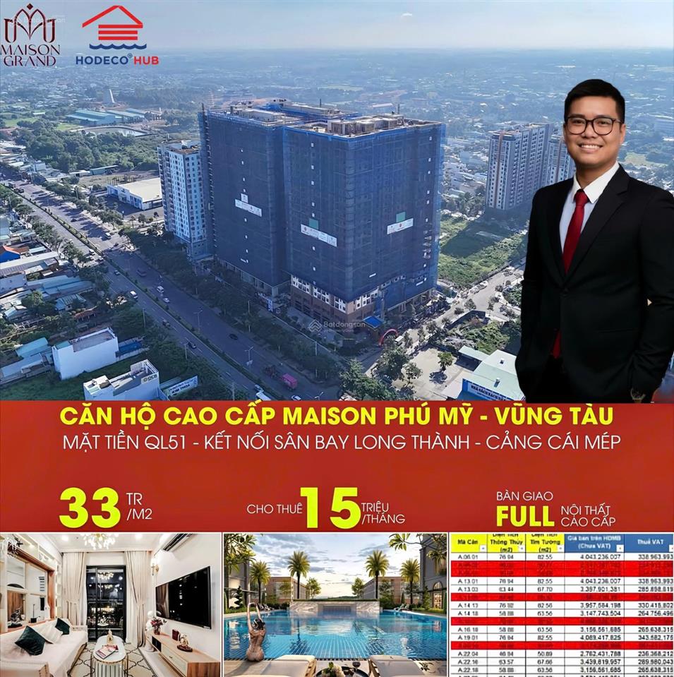 Bán ch maison grand phú mỹ, 1,84 tỷ, 49m2, thanh toán 50% nhận nhà ngay tặng gói nội thất cao cấp