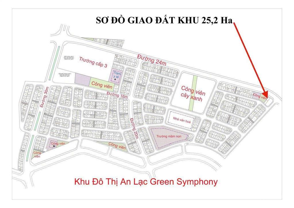 Bán lô góc 2 mặt thoáng ngay mặt đường 24m, 1 mặt giáp với công viên