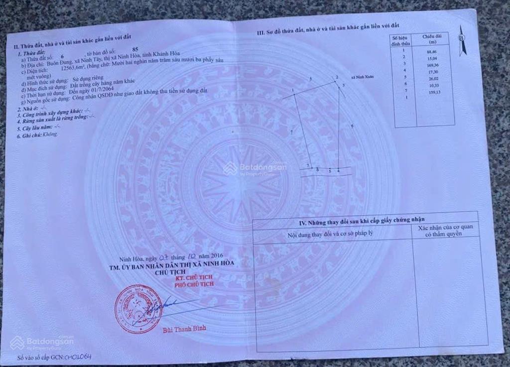 12.563 m2 đất vườn thôn buôn đung, xã tây ninh hòa, khánh hòa
