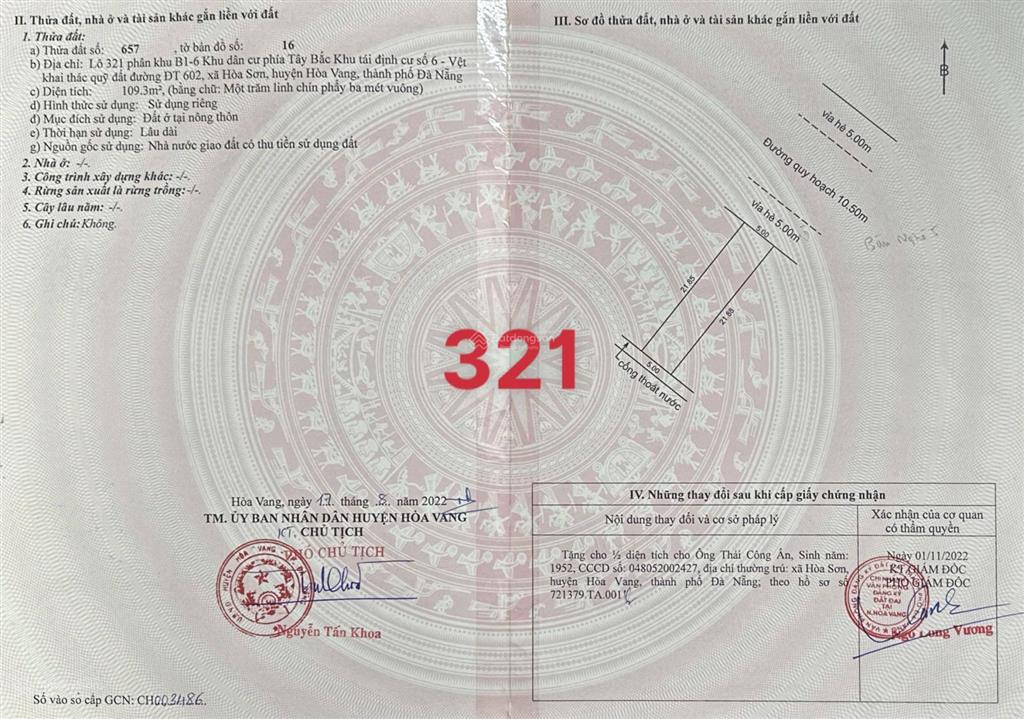 Cần bán lô đất 110m đường 10.5m bàu nghè 5 hoà sơn 6 phường hòa khánh đà nẵng 5tỷ 0905 556 ***