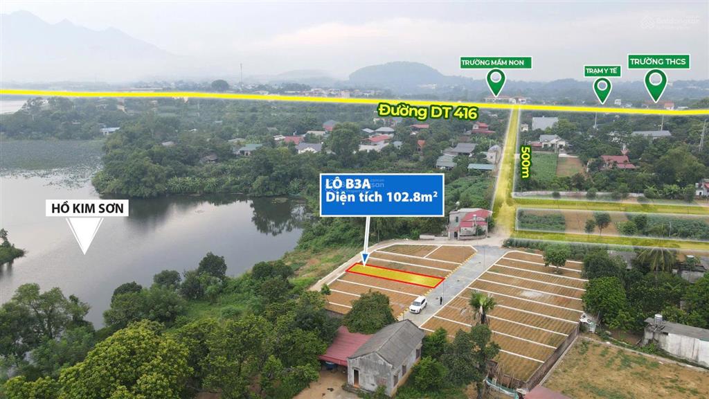 Còn hiếm có 1 lô view hồ 102,8m2 giá chỉ 18tr/m2 cách hồ đồng mô 500m, gần trường lục quân sơn tây
