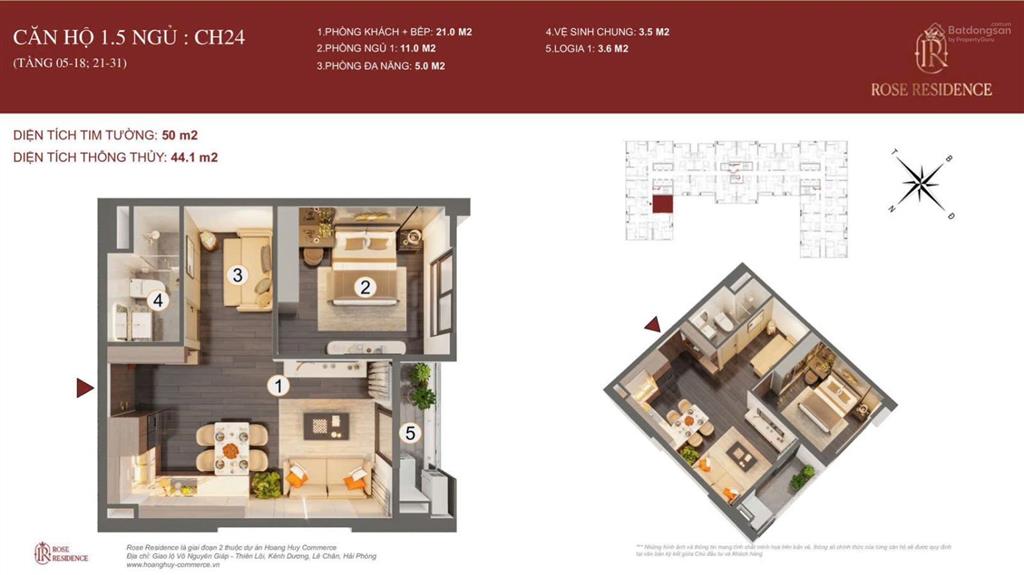 Mã căn 24 1,5 ngủ view bể bơi giá chủ đầu tư chi 1,9xxtỷ! thuộc dự án hoàng huy rose