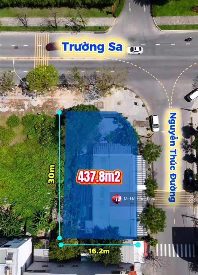 Bán lô góc 2 mặt tiền đường trường sa và nguyễn thúc đường, dt 437,8m2