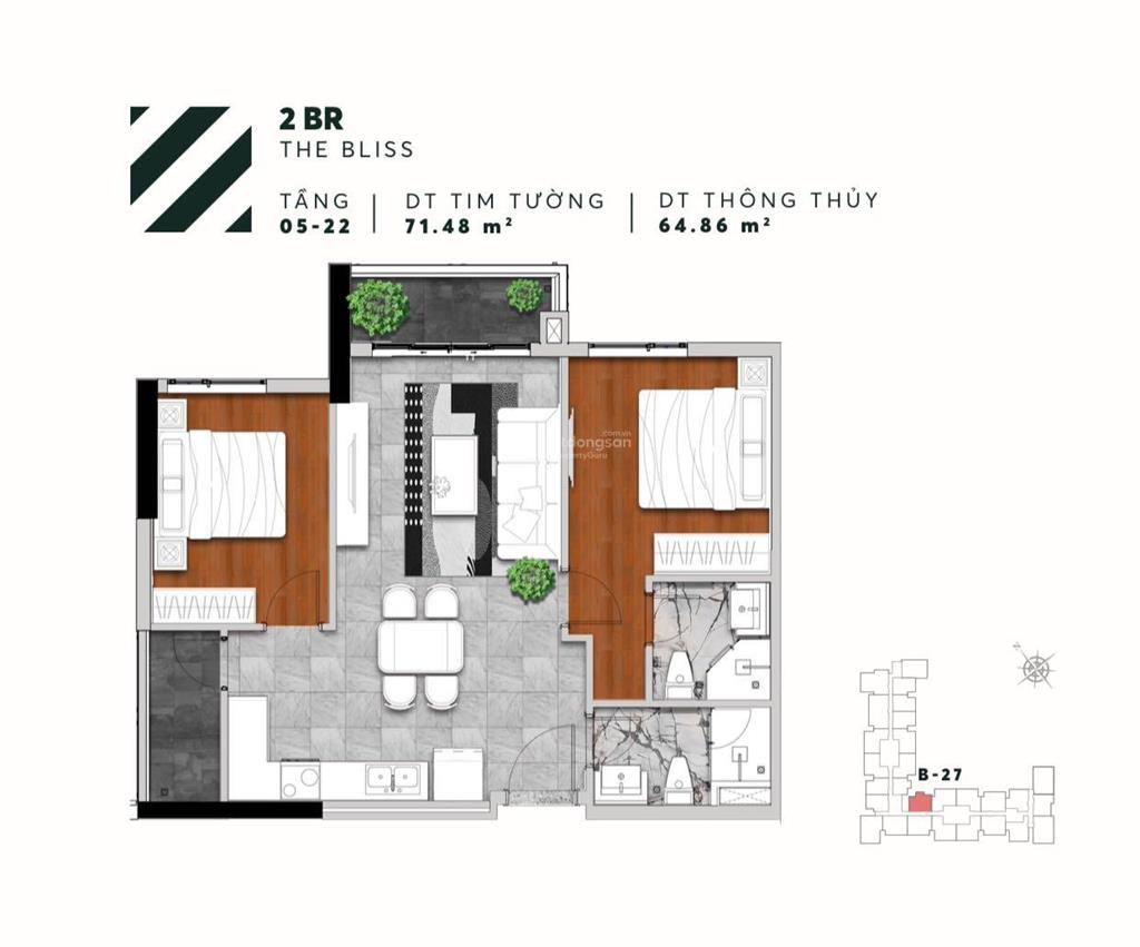 Căn 2pn 71m2 urban green. xem nhà alo em nhâm ngay. bàn giao mới 100%