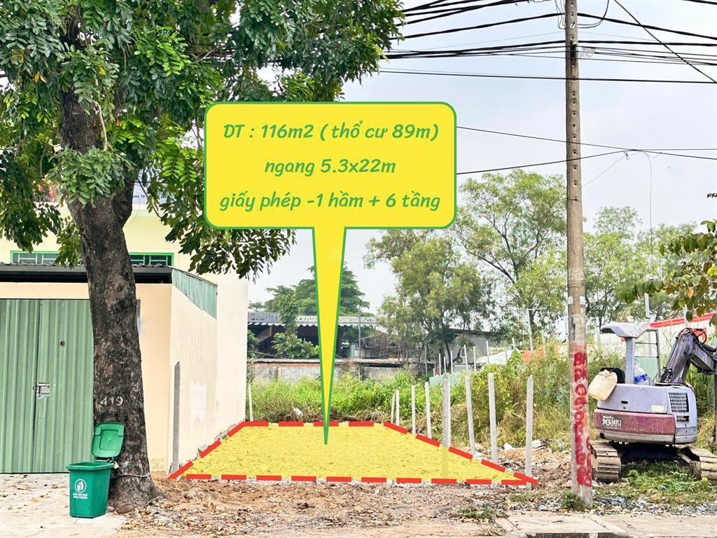 Cực rẻ gấp bán nền đất thổ cư 116m2 (5.3x22m) mặt tiền đường ngô chí quốc, p. bình chiểu, thủ đức