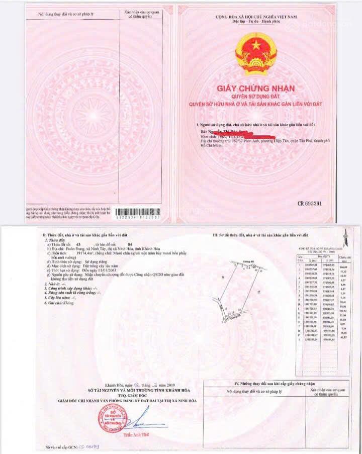 Bán đất xã tây ninh hòa (ninh tây) gần hồ suối trầu dt 19.174m2. giá 14.9 tỷ