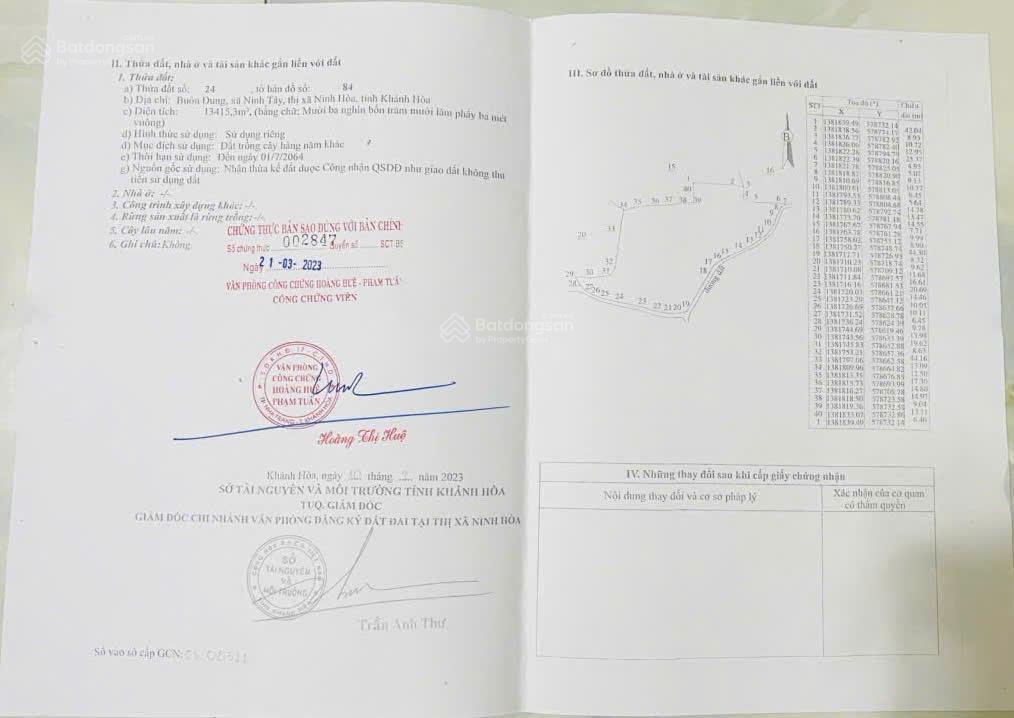 Bán đất xã tây ninh hòa (ninh tây) gần ngay đường dt5 dt 13.415m2. giá 10.5 tỷ