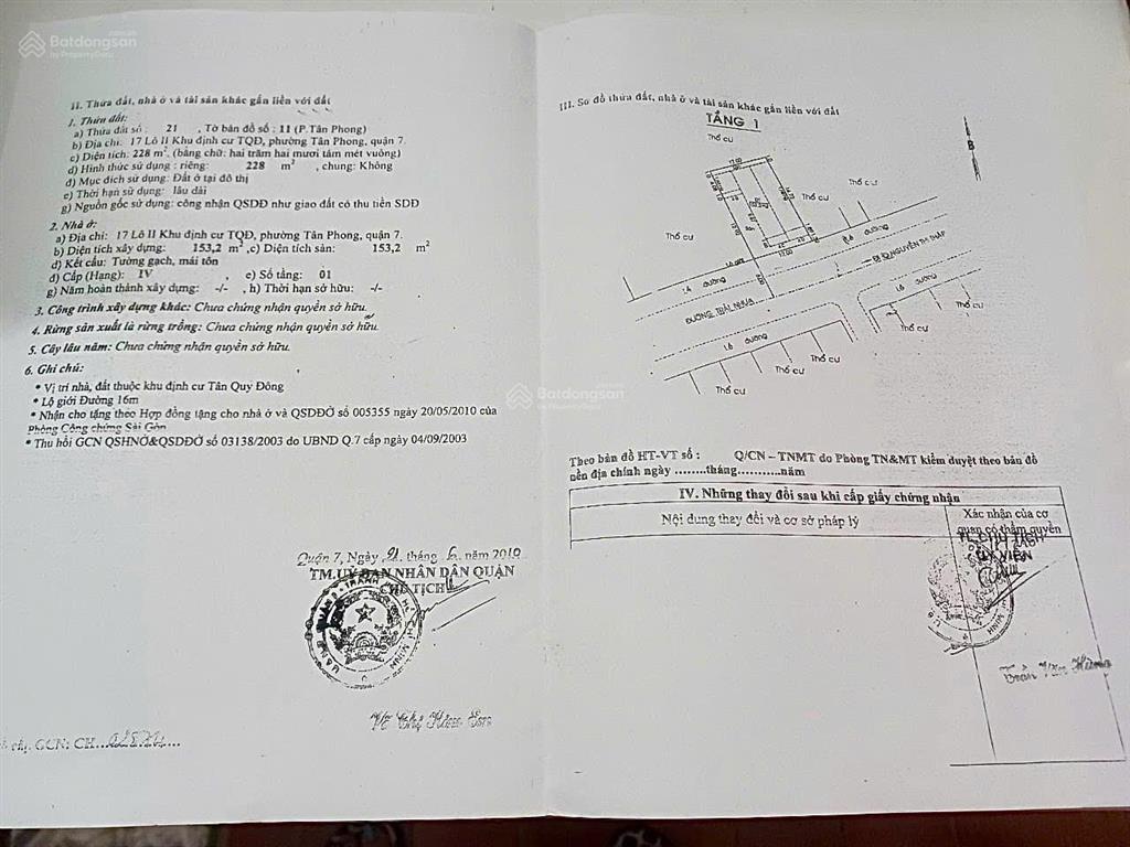 Bán đất tại 184 đường 40 khu tân quy đông, p. tân hưng, quận 7, 35 tỷ, 228 m²