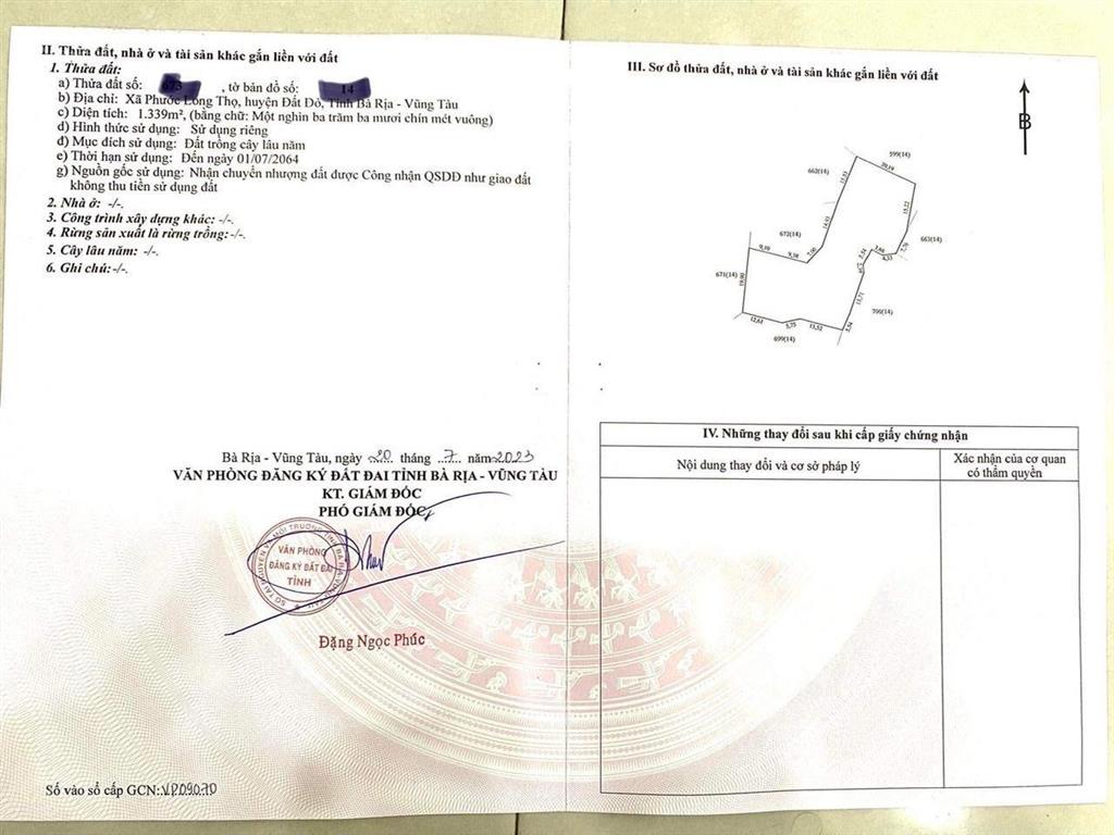 Bán đất cln cách 70m láng dài long tân, phường đất đỏ, tp. hồ chí minh, giá siêu hời 3,2 tỷ, 1339m2