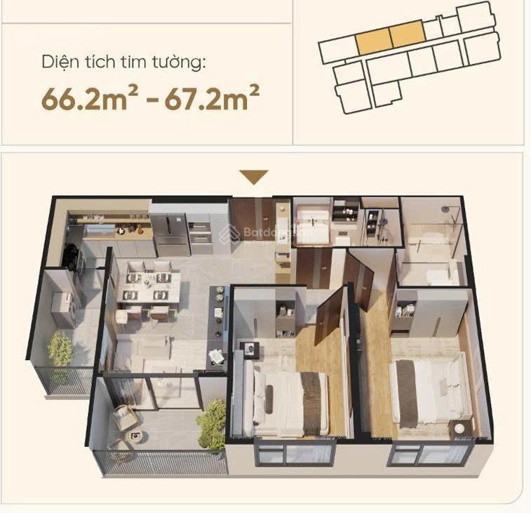 Bán nhanh căn hộ a06 2pn 2wc 67,2m2 tầng trung giá tốt vị trí đẹp tại the emerald 68 đã vat bao phí