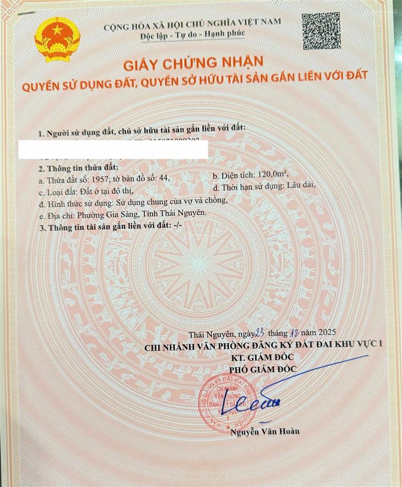 Lô đất mặt đường lưu nhân chú ( gần đường tròn gang thép ) thái nguyên
