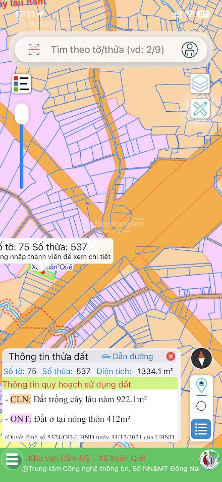 Bán đất tại sông nhạn, cẩm mỹ, đồng nai giá tốt, 1,9 tỷ, 1334.1m2