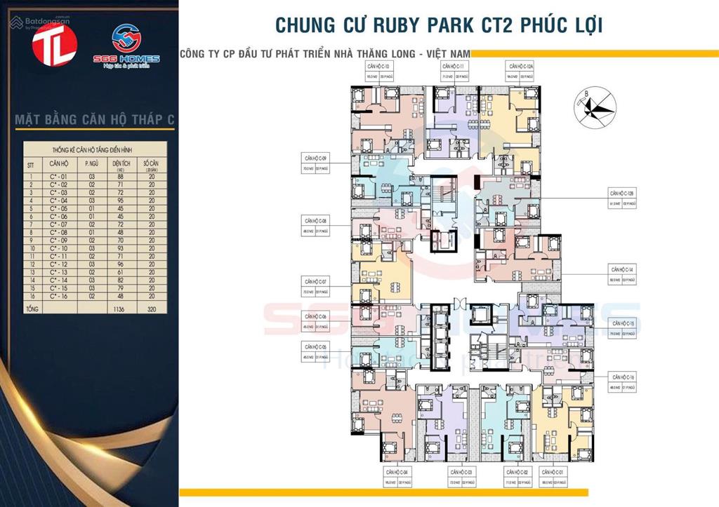 Căn hộ 2pn2vs view sông đuống cực thoáng, 71m2 63 triệu/m2 tầng cao suất ngoại giao sớm