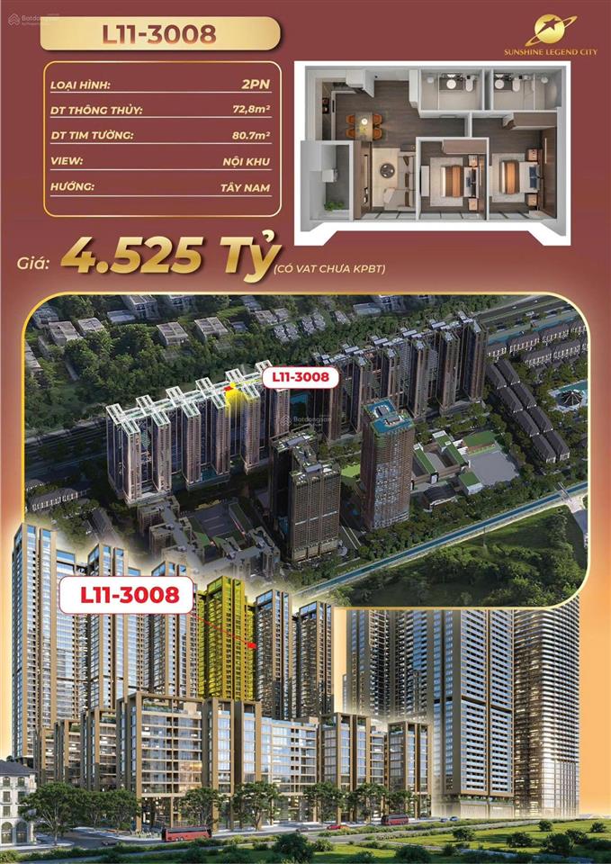 Chỉ 3,681 tỷ chiết khấu thêm 11% căn hộ 2pn tầng cao phía đông thủ đô, hướng tây nam dt 72m2