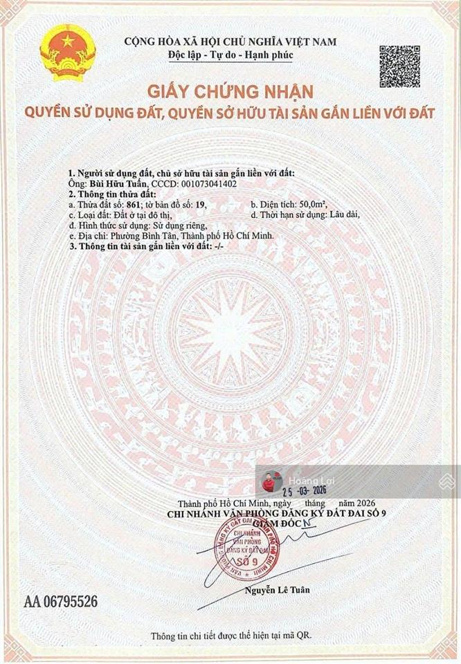 Bán đất 232/40 hương lộ 80, 5x12m, 3,5 tỷ, 60m2 đường 12m xây dựng tự do