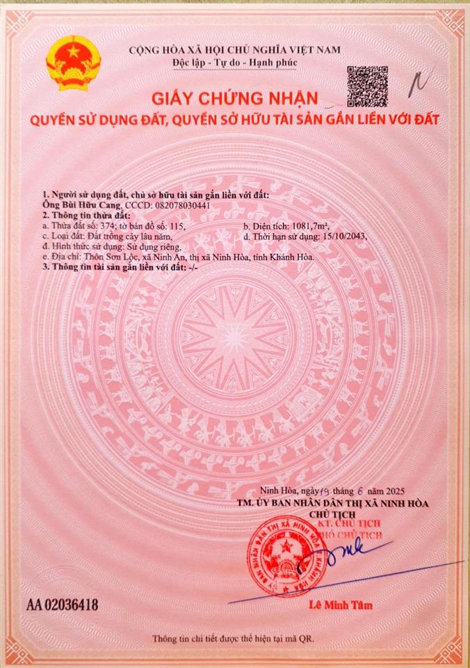 Cần bán gấp đất ninh an 2081,7m2 quy hoạch 2 mặt tiền đường lớn có sẵn 1000m2 thổ cư