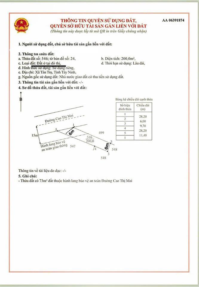 Bán đất 200m² full thổ cư trung tâm thị trấn tân trụ ngay bến xe giá chỉ 7.6 tỷ