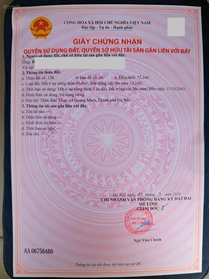 Bán đất bảo tháp 73m giá 2,5 tỷ sát vành đai 4. chính chủ bán gấp cơ hội