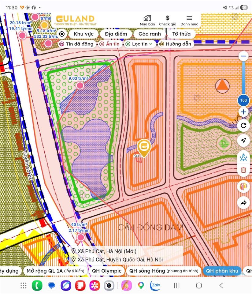 Chính chủ hàng f0 tại quốc lộ 21 xã phú cát 100m2 sổ thổ cư giá 3.x tỷ 0977 514 ***